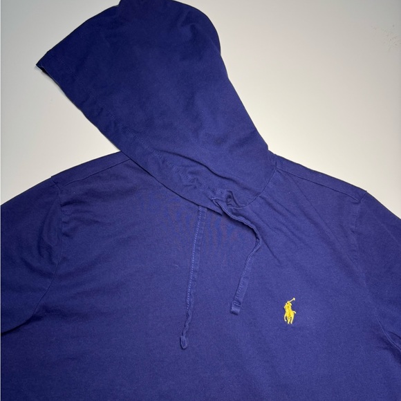 Polo Ralph Lauren Hoodie Men S Dark Blue Pullover Jersey Lightweight TShirt Pony - Picture 4 of 8